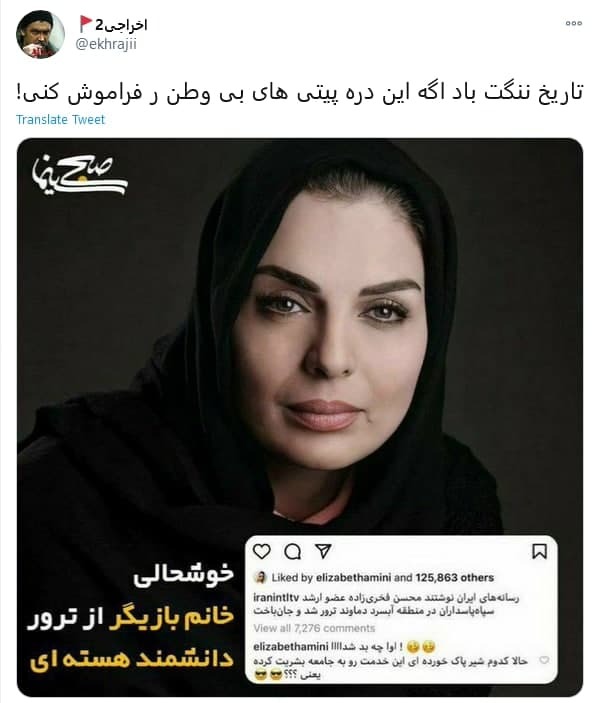 خانم #الیزابت_امینی، لطفا آروم تر وطن فروشی کنید