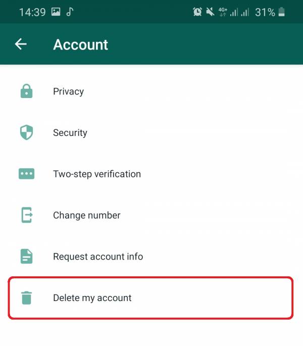 گزینه delete my account را انتخاب کنید آموزش حذف اکانت واتساپ