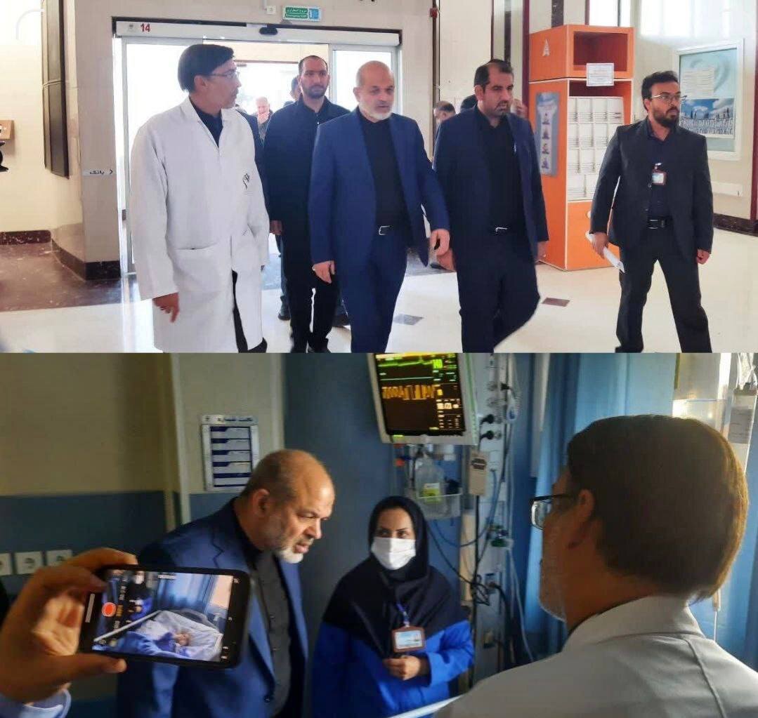 عکسی از وزیر رئیسی در بیمارستان درحال بررسی وضعیت مجروحان حمله تروریستی کرمان