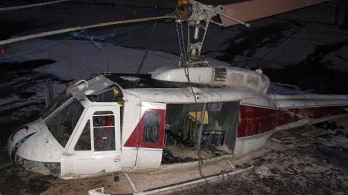 سقوط یک فروند بالگرد در محوطه میدان میوه و تره‌بار درچه + فیلم