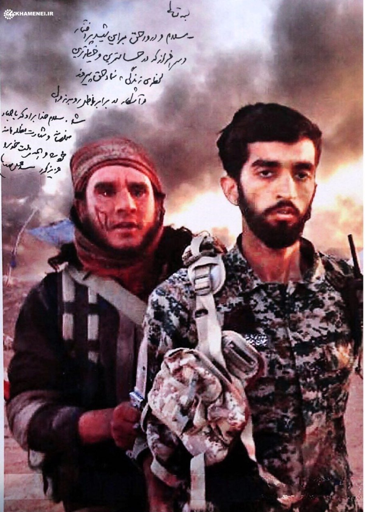 دستخط رهبر معظم انقلاب بر تصویر شهید حججی