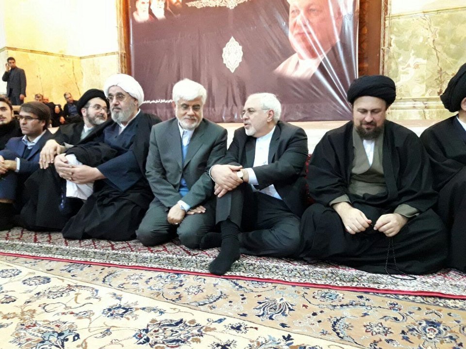حضور اسحاق جهانگیری و ظریف در مراسم اربعین آیت‌الله هاشمی