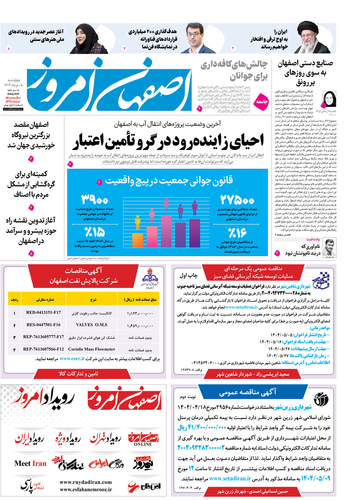 روزنامه اصفهان امروز شماره 5225، 8 مرداد 1404