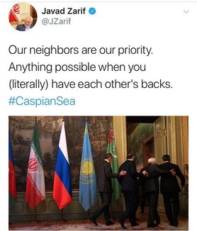ظریف جالب‌ترین عکس نشست خزر را توئیت کرد