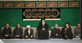 علی لاریجانی و سیدحسن خمینی در محضر رهبر انقلاب