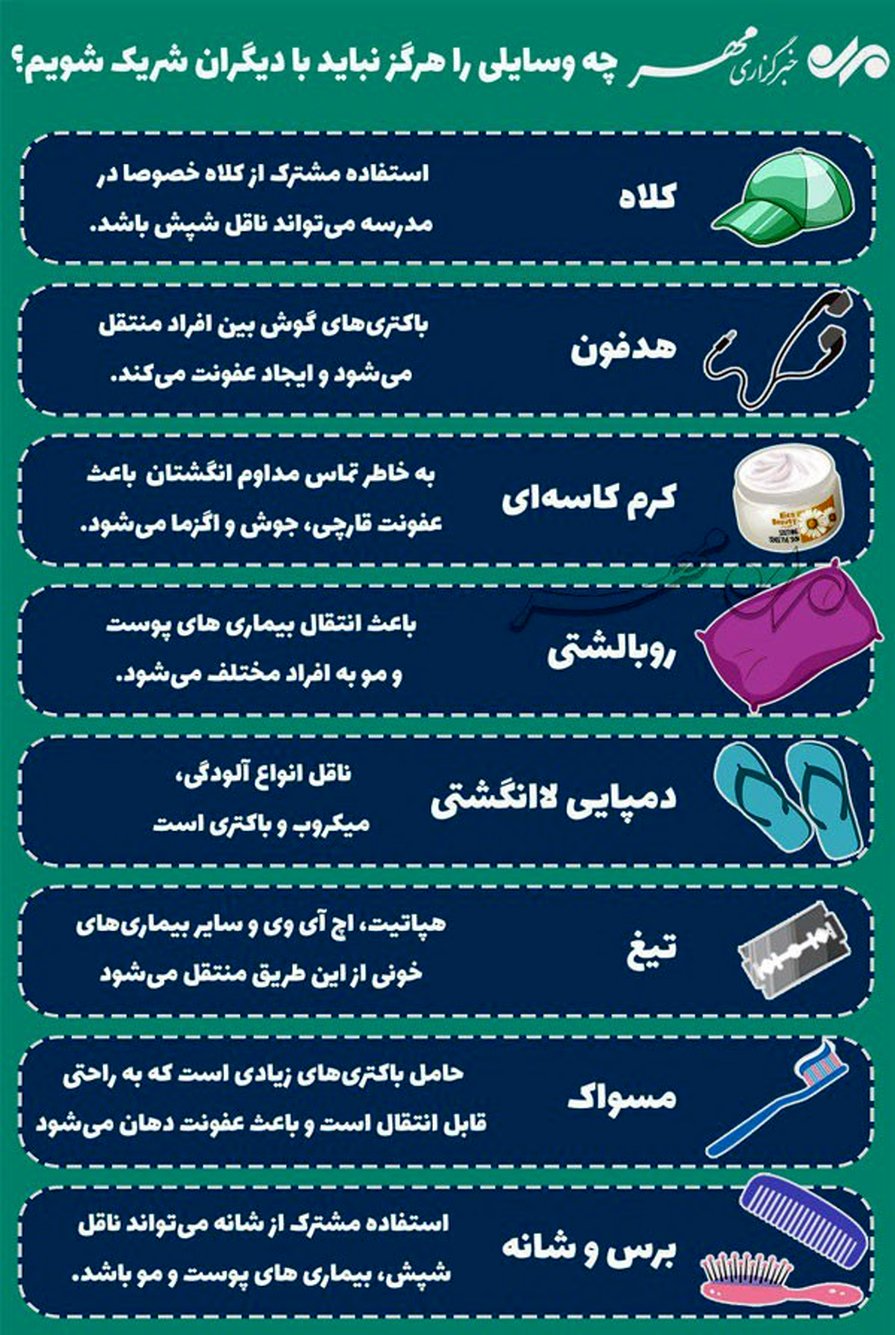 چه وسایلی را هرگز نباید با دیگران شریک شویم؟