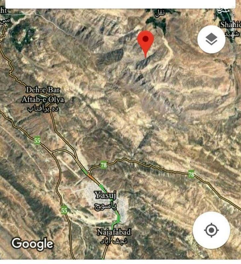 محل سقوط هواپیمای تهران - یاسوج