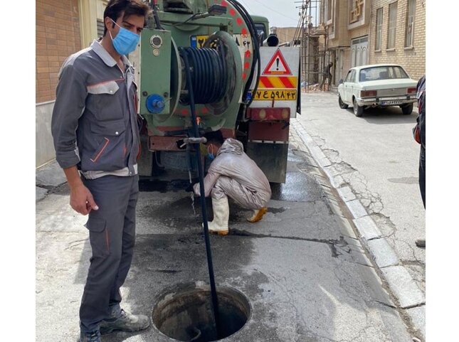 شست و شوی 6 هزار متر شبکه جمع آوری فاضلاب منطقه لنجان