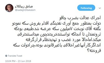 زیباکلام: کنترل قیمت سکه به ضرب چاقو نمی‌شود