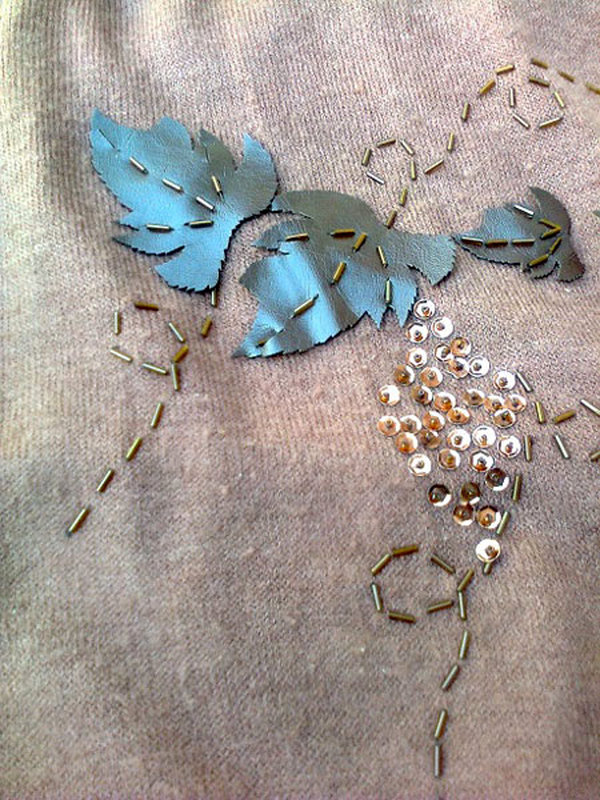 آموزش چرم دوزی روی شال