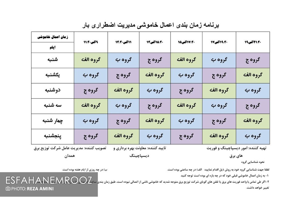 برنامه قطع برق همدان 25 تیر 97