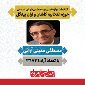 «مصطفی معینی آرانی» منتخب مردم کاشان و آران بیدگل در دوازدهمین دوره مجلس شورای اسلامی
