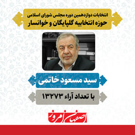 سید مسعود خاتمی منتخب مردم گلپایگان و خوانسار در دوازدهمین دوره مجلس شورای اسلامی