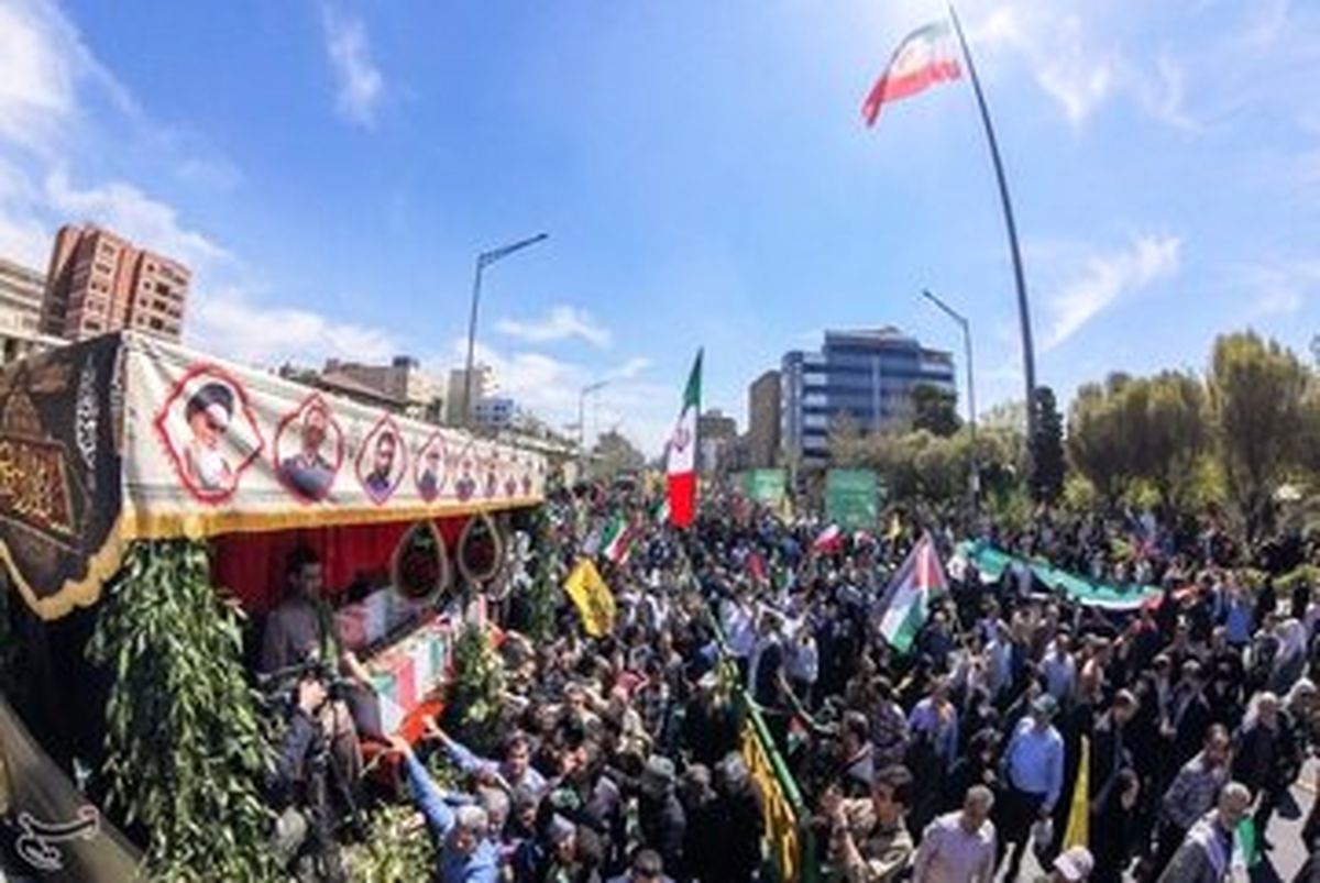 «انتقام»؛ پیام راهپیمایان روز قدس به اسرائیل بود /ادای احترام سیاسیون، نظامیان و مردم به «شهدای راه قدس» +جدول